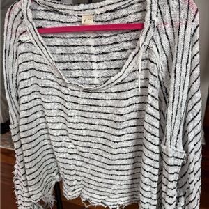 We The Free Black and White Textured Sweater